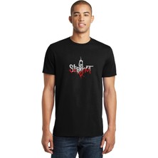 Qivi Slipknot Symbol Metal Rock Music Müzik Baskılı Siyah Erkek Örme Tshirt