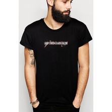 Qivi Soundgarden Logo 2 Baskılı Siyah Erkek Örme Tshirt