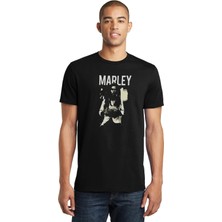 Qivi Marley Müzik Music Baskılı Siyah Erkek Örme Tshirt