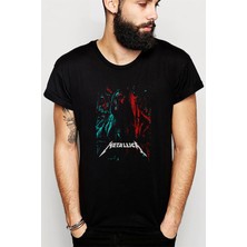 Qivi Metallica Kohl Center Usa Rock Metal Baskılı Siyah Erkek Örme Tshirt