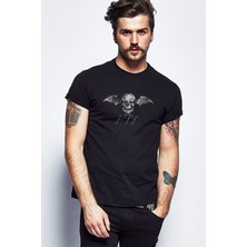 Qivi Avenged Sevenfold A7X Baskılı Siyah Erkek Örme Tshirt