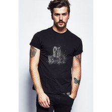 Qivi Link In Park Chester Bennington Rock Baskılı Siyah Erkek Örme Tshirt