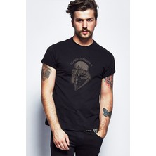 Qivi Black Sabbath Baskılı Siyah Erkek Örme Tshirt