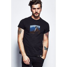 Qivi Pubg Sniper Mountain Baskılı Siyah Erkek Örme Tshirt