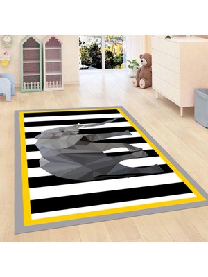 İnka Halı Antibakteriyel Yıkanabilir Kaymaz Dot Taban Dijital Baskı Çocuk Halısı MRC360
