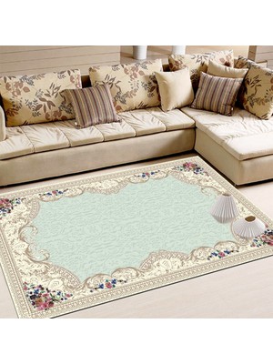 İnka Halı Antibakteriyel Yıkanabilir Kaymaz Dot Taban Dijital Baskı Salon Halısı MRC106