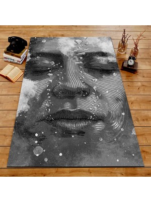 İnka Halı Antibakteriyel Yıkanabilir Kaymaz Dot Taban Dijital Baskı Salon Halısı MRC176