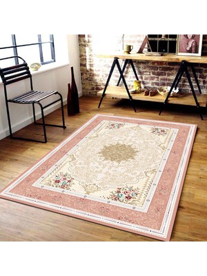 İnka Halı Antibakteriyel Yıkanabilir Kaymaz Dot Taban Dijital Baskı Salon Halısı MRC216