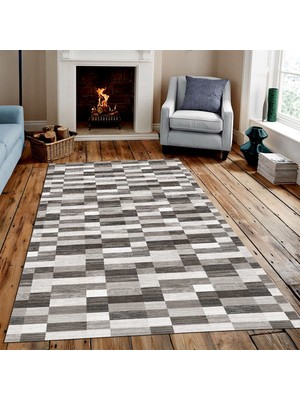 İnka Halı Antibakteriyel Yıkanabilir Kaymaz Dot Taban Dijital Baskı Salon Halısı MRC89