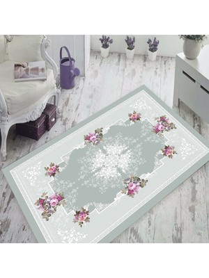 İnka Halı Antibakteriyel Yıkanabilir Kaymaz Dot Taban Dijital Baskı Salon Halısı MRC103