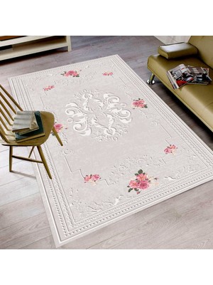 İnka Halı Antibakteriyel Yıkanabilir Kaymaz Dot Taban Dijital Baskı Salon Halısı MRC98