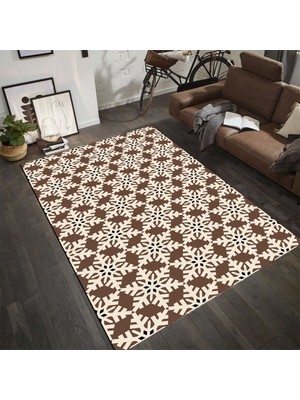 İnka Halı Antibakteriyel Yıkanabilir Kaymaz Dot Taban Dijital Baskı Salon Halısı MRC388