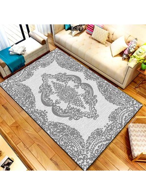 İnka Halı Antibakteriyel Yıkanabilir Kaymaz Dot Taban Dijital Baskı Salon Halısı MRC117