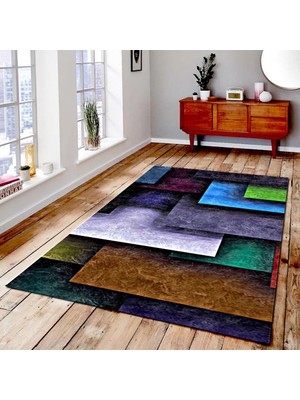 İnka Halı Antibakteriyel Yıkanabilir Kaymaz Dot Taban Dijital Baskı Salon Halısı MRC52