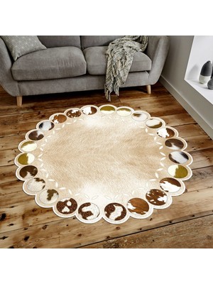 İnka Halı Antibakteriyel Yıkanabilir Kaymaz Dot Taban Dijital Baskı Salon Halısı MRC528