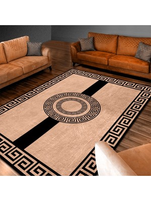 İnka Halı Antibakteriyel Yıkanabilir Kaymaz Dot Taban Dijital Baskı Salon Halısı MRC408