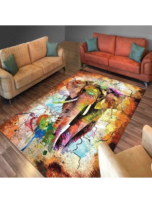 İnka Halı Antibakteriyel Yıkanabilir Kaymaz Dot Taban Dijital Baskı Salon Halısı MRC503