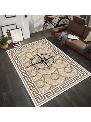 İnka Halı Antibakteriyel Yıkanabilir Kaymaz Dot Taban Dijital Baskı Salon Halısı MRC509