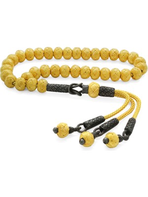 Gümüş Hediye Al El Işçiliği Küre Kesim Gold-Black Mini Boy 1000 Ayar Gümüş Kazaz Tesbih