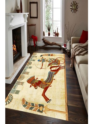 İnka Halı Antibakteriyel Yıkanabilir Kaymaz Dot Taban Dijital Baskı Salon Halısı MRC1491