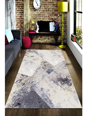 İnka Halı Antibakteriyel Yıkanabilir Kaymaz Dot Taban Dijital Baskı Salon Halısı MRC1471