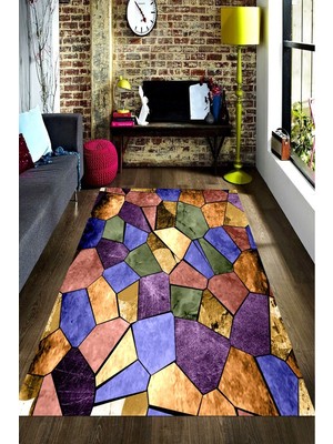 İnka Halı Antibakteriyel Yıkanabilir Kaymaz Dot Taban Dijital Baskı Salon Halısı MRC1600