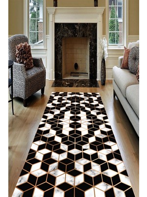 İnka Halı Antibakteriyel Yıkanabilir Kaymaz Dot Taban Dijital Baskı Salon Halısı MRC1610