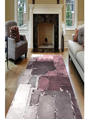 İnka Halı Antibakteriyel Yıkanabilir Kaymaz Dot Taban Dijital Baskı Salon Halısı MRC1577