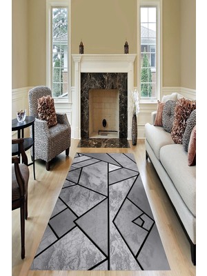 İnka Halı Antibakteriyel Yıkanabilir Kaymaz Dot Taban Dijital Baskı Salon Halısı MRC1597