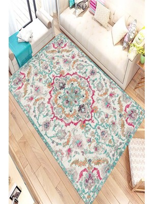 İnka Halı Antibakteriyel Yıkanabilir Kaymaz Dot Taban Dijital Baskı Salon Halısı MRC1608