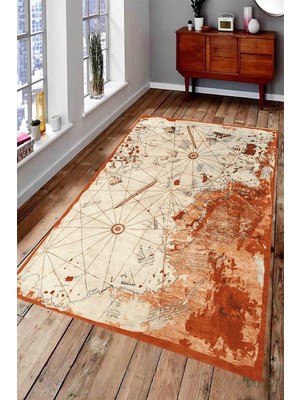 İnka Halı Antibakteriyel Yıkanabilir Kaymaz Dot Taban Dijital Baskı Salon Halısı MRC1646