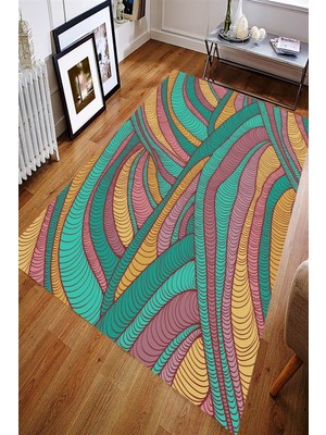 İnka Halı Antibakteriyel Yıkanabilir Kaymaz Dot Taban Dijital Baskı Salon Halısı MRC1734