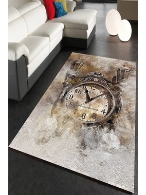 İnka Halı Antibakteriyel Yıkanabilir Kaymaz Dot Taban Dijital Baskı Salon Halısı MRC1781