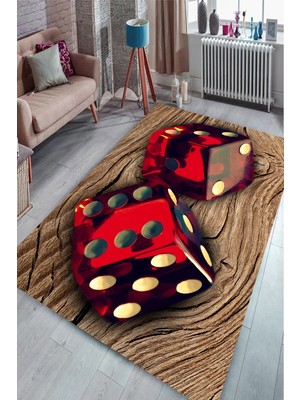 İnka Halı Antibakteriyel Yıkanabilir Kaymaz Dot Taban Dijital Baskı Salon Halısı MRC1887
