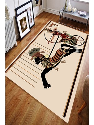 İnka Halı Antibakteriyel Yıkanabilir Kaymaz Dot Taban Dijital Baskı Salon Halısı MRC1494