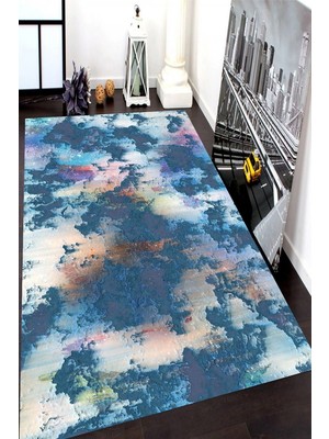 İnka Halı Antibakteriyel Yıkanabilir Kaymaz Dot Taban Dijital Baskı Salon Halısı MRC1495