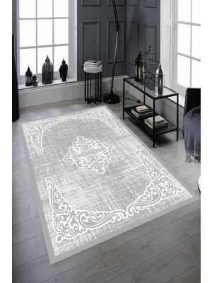 İnka Halı Antibakteriyel Yıkanabilir Kaymaz Dot Taban Dijital Baskı Salon Halısı MRC1583