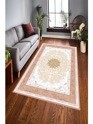 İnka Halı Antibakteriyel Yıkanabilir Kaymaz Dot Taban Dijital Baskı Salon Halısı MRC1483