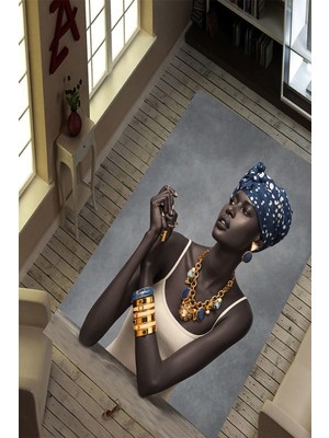 İnka Halı Antibakteriyel Yıkanabilir Kaymaz Dot Taban Dijital Baskı Salon Halısı MRC1641