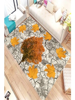 İnka Halı Antibakteriyel Yıkanabilir Kaymaz Dot Taban Dijital Baskı Salon Halısı MRC1561