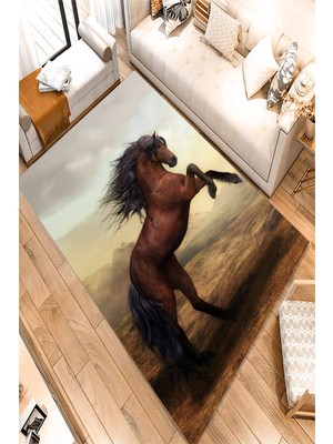 İnka Halı Antibakteriyel Yıkanabilir Kaymaz Dot Taban Dijital Baskı Salon Halısı MRC1634