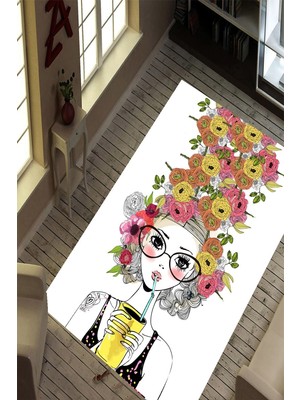 İnka Halı Antibakteriyel Yıkanabilir Kaymaz Dot Taban Dijital Baskı Salon Halısı MRC1668