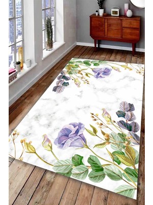 İnka Halı Antibakteriyel Yıkanabilir Kaymaz Dot Taban Dijital Baskı Salon Halısı MRC1766