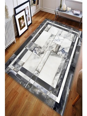 İnka Halı Antibakteriyel Yıkanabilir Kaymaz Dot Taban Dijital Baskı Salon Halısı MRC1769