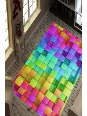 İnka Halı Antibakteriyel Yıkanabilir Kaymaz Dot Taban Dijital Baskı Salon Halısı MRC1745