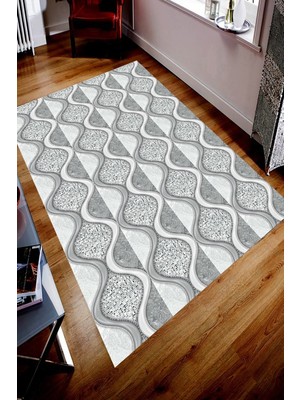 İnka Halı Antibakteriyel Yıkanabilir Kaymaz Dot Taban Dijital Baskı Salon Halısı MRC1676