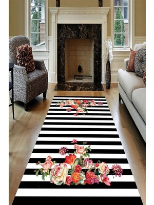 İnka Halı Antibakteriyel Yıkanabilir Kaymaz Dot Taban Dijital Baskı Salon Halısı MRC1616