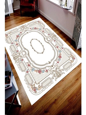 İnka Halı Antibakteriyel Yıkanabilir Kaymaz Dot Taban Dijital Baskı Salon Halısı MRC1624