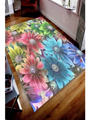 İnka Halı Antibakteriyel Yıkanabilir Kaymaz Dot Taban Dijital Baskı Salon Halısı MRC1765