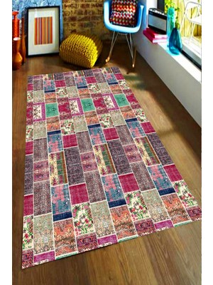 İnka Halı Antibakteriyel Yıkanabilir Kaymaz Dot Taban Dijital Baskı Salon Halısı MRC1825